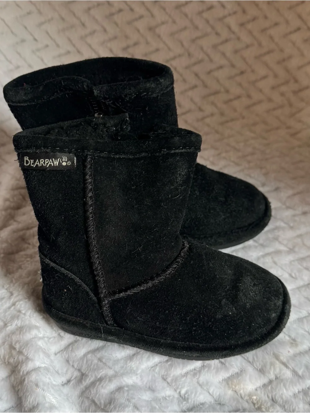 BearPaw Kids Black Suede Mid-Calf Boot